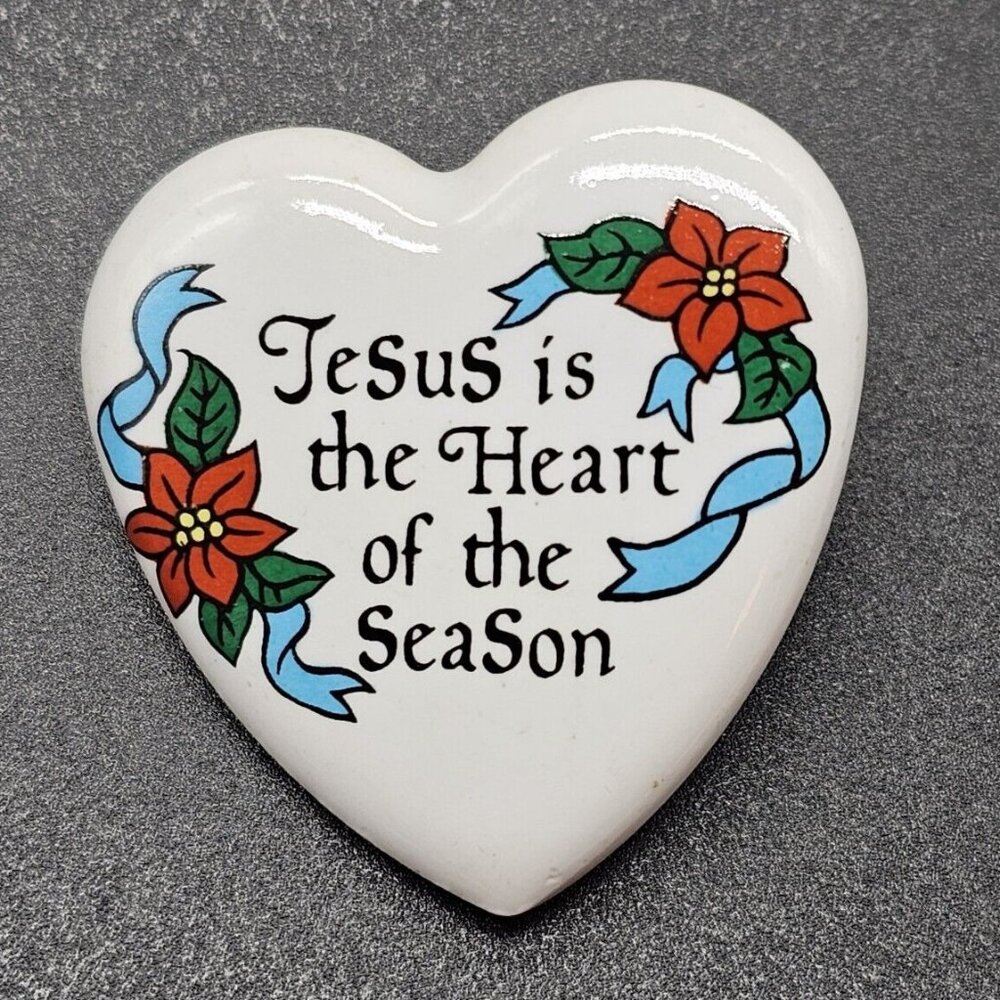 Vintage House Of Lloyd Jesus Is The Heart Of The Season Brooch Pin Christmas